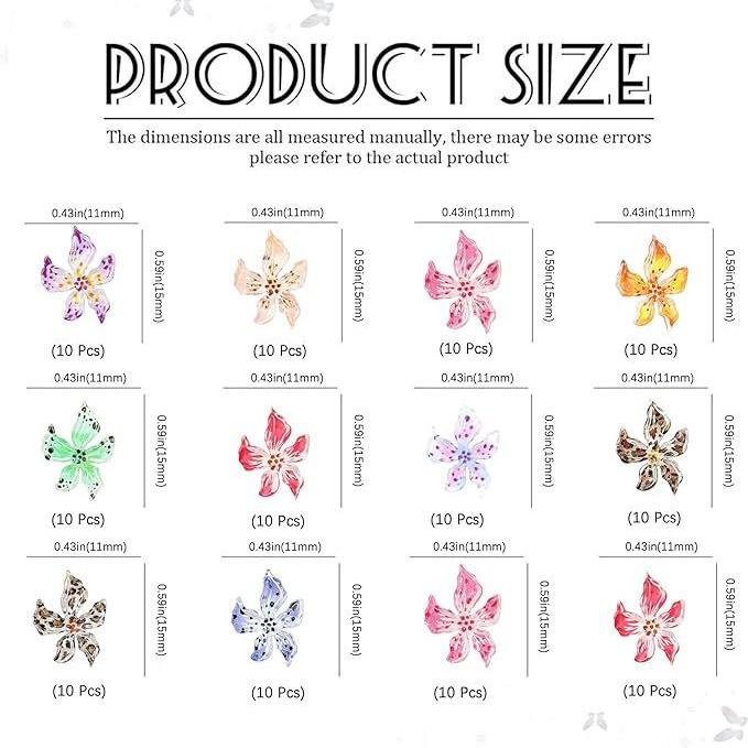 Leopard Print Ice Crystal Lily Nail Art Decorations - Resin Soft Sculpture Five-Petal Flower Rhinestone Accessories 50 pieces