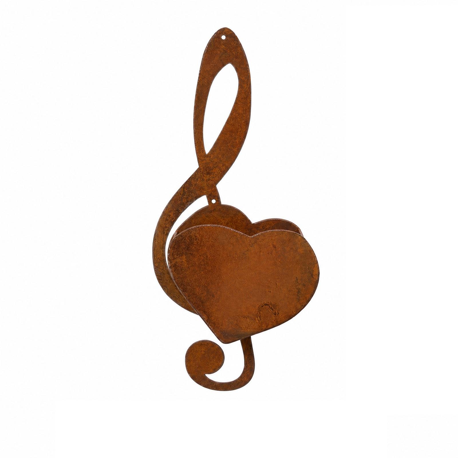 Rustic Metal Treble Clef Wall Planter Heart Shape Hanging Outdoor Indoor Decorative Wall Mounted Flower Pot Holder for Succulent Plants one size