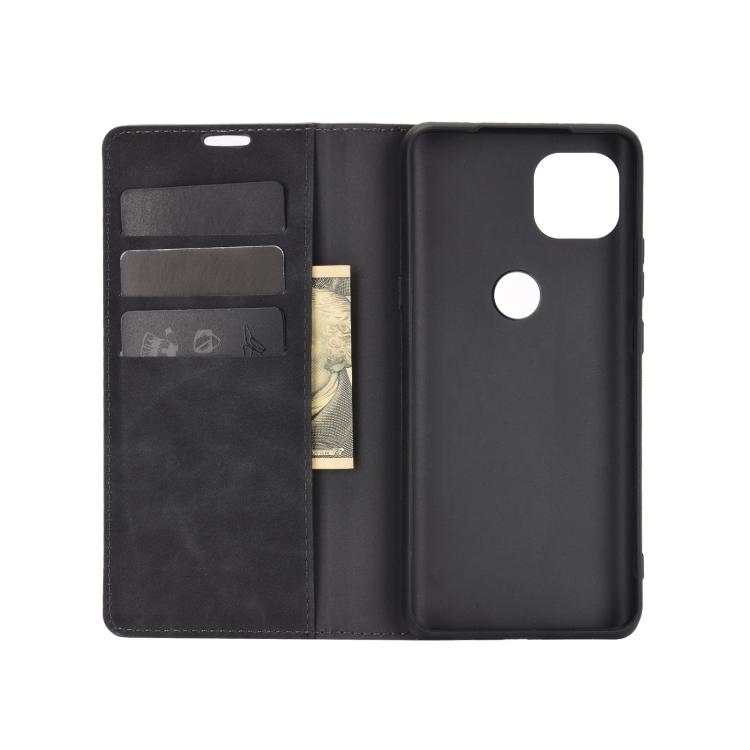 Para Motorola Moto G 5G Capa de Couro Business com Pele Retrô, Sucção Magnética, com Suporte, Porta-Cartões e Carteira