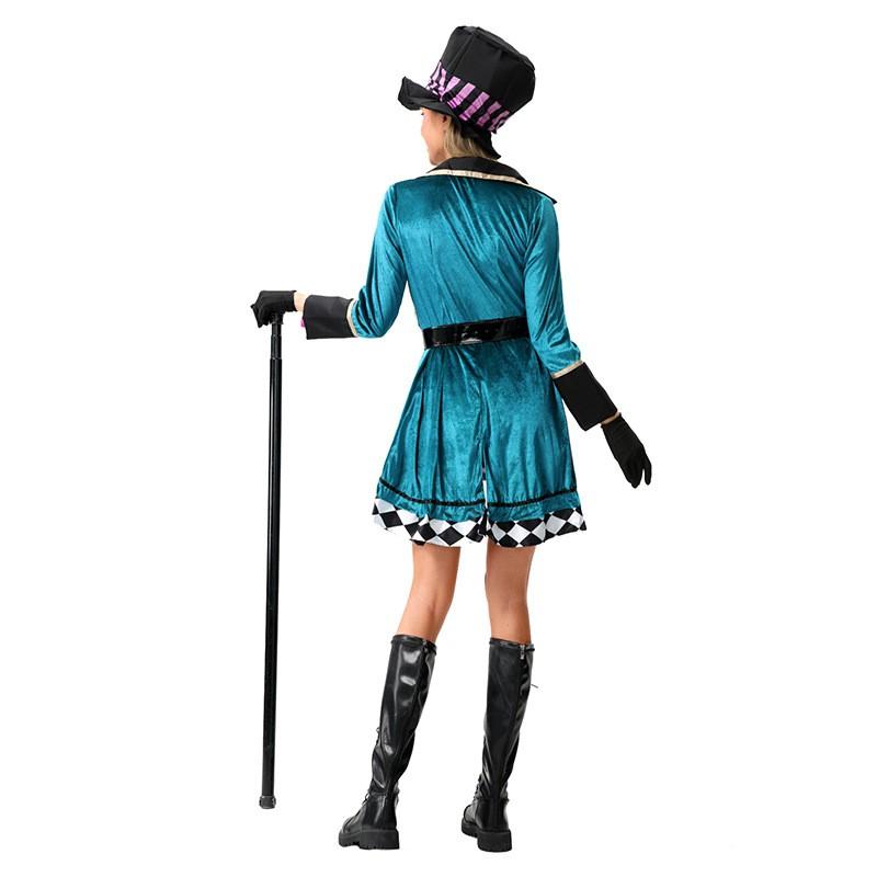Halloween Circus Alice Mad Hatter Costume Adult Magician Stage Performance Outfit S-4XL