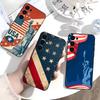 Handyhülle mit amerikanischer Flagge, S-Statue und Freiheitsstatue für Samsung S25, S24, S21, S22, S23, S30, Ultra, S20, Plus, weiche Silikonhülle in Schwarz