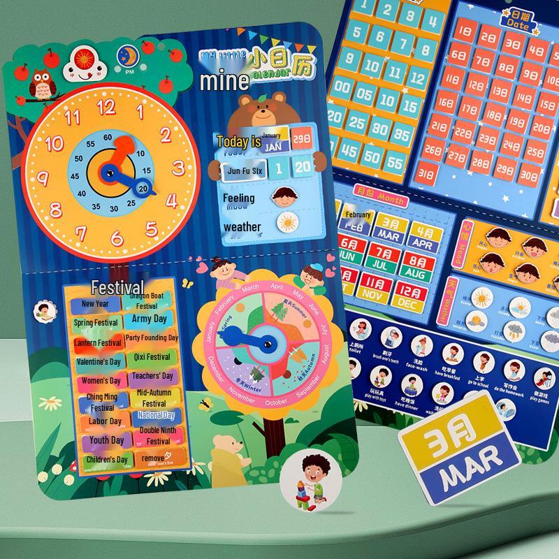 Kids' Early Learning Sticker Book: Number Recognition & Clock Toy