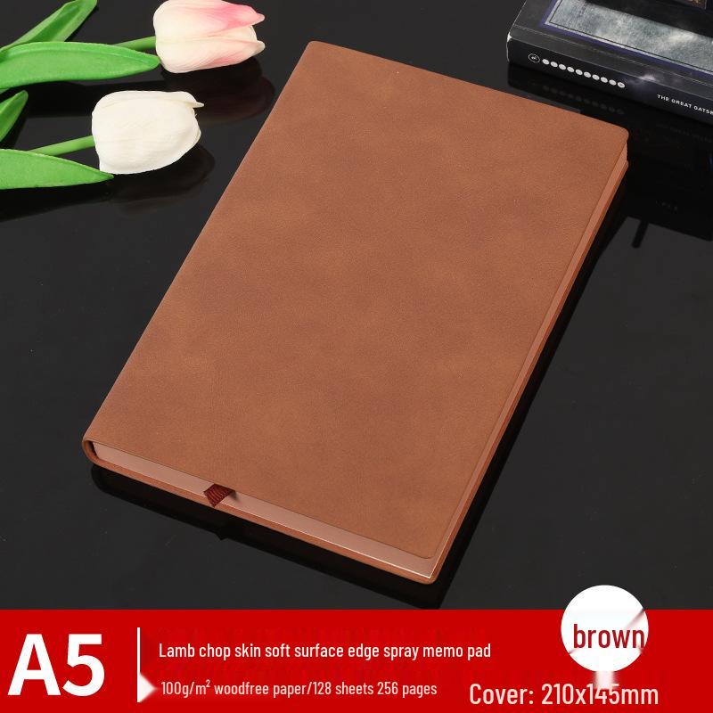 Xibowenju A5/B5 Lambskin Office Notebook - Soft Cover, Thick Retro Memo Pad Notebook