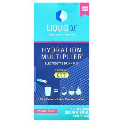Hidrasyon Çarpanı, elektrolit içecek karışımı, çarkıfelek meyvesi, 10 adet tek tek sarılmış çubuk, 16g (0.56oz) her biri