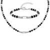 Classic Trendy Natural Stone Beaded Necklace for Men, Stainless Steel Chain Adjustable Necklace, Bohemian Style Fashion Jewelry