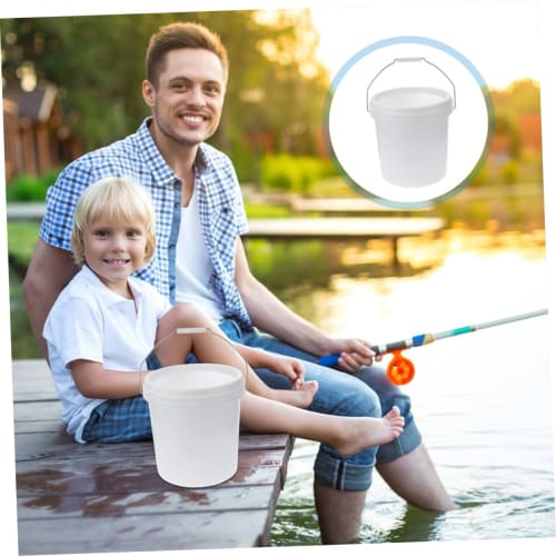 PRETYZOOM 2-Piece Reusable 5 Gallon Plastic Barrels, White, Kitchen Storage Containers, Handheld Buckets, Plastic Gallon Buckets, Small Buckets, Small
