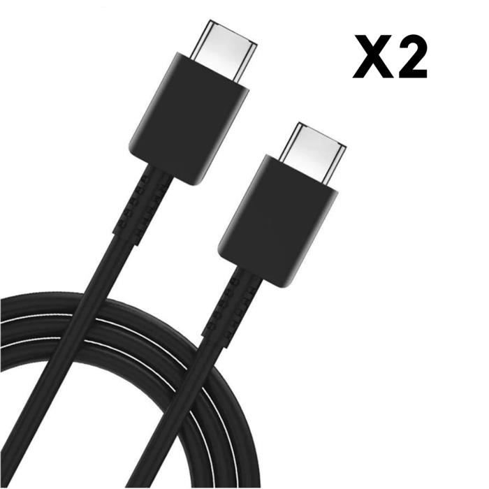 Câble USB-C - PHONILLICO - 1m - Compatible Samsung Galaxy TAB S8/S7 - Lot de 2 - Noir
