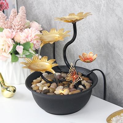Tabletop Water Fountain Waterfall Crafts LED Lights Desktop Indoor for Living Room,