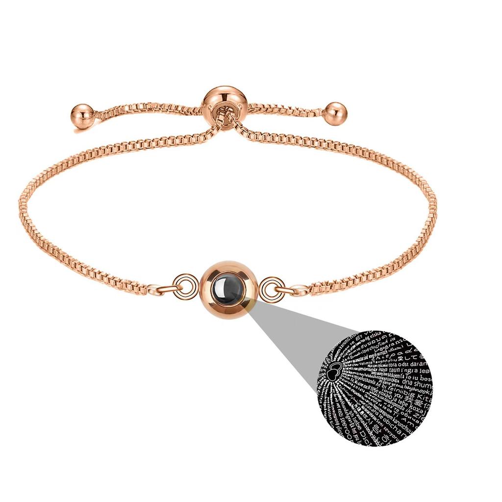Projection Bracelet: Customizable Titanium Steel Love Memory with 100 Languages and Photo