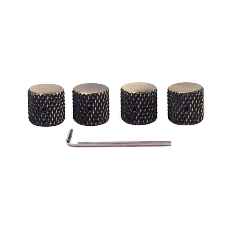 Set of 4Pcs Guitar Knobs Bronze-coloured Volume Tone Control Knobs with Wrench Replacement Speed Knobs for Bass Guitar