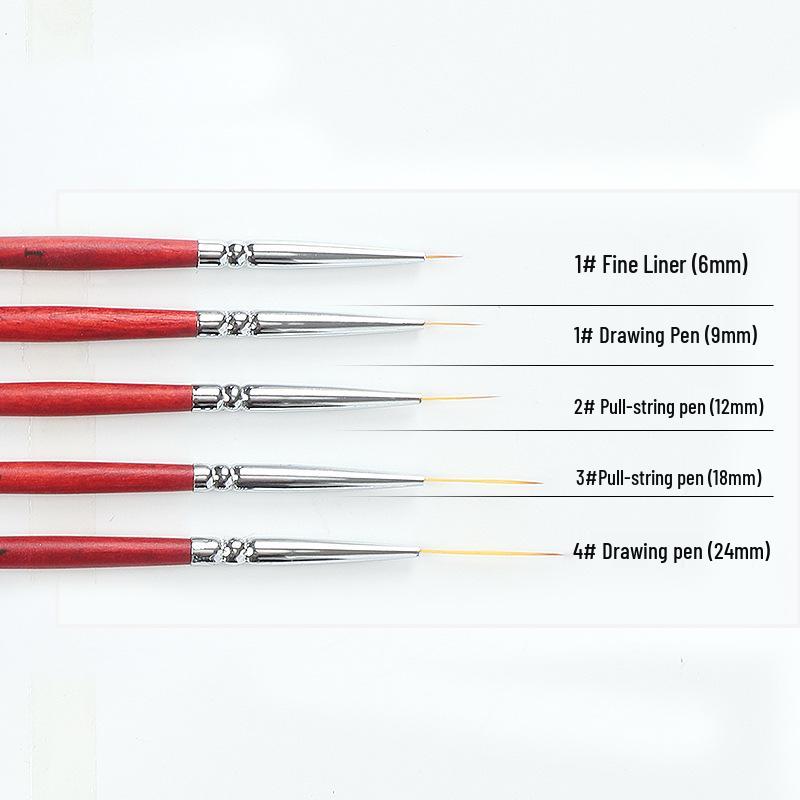 Japanese Ultra-Fine Nail Art Liner Brush Set: Wooden Rod Long & Short BJD Face Painting Brushes