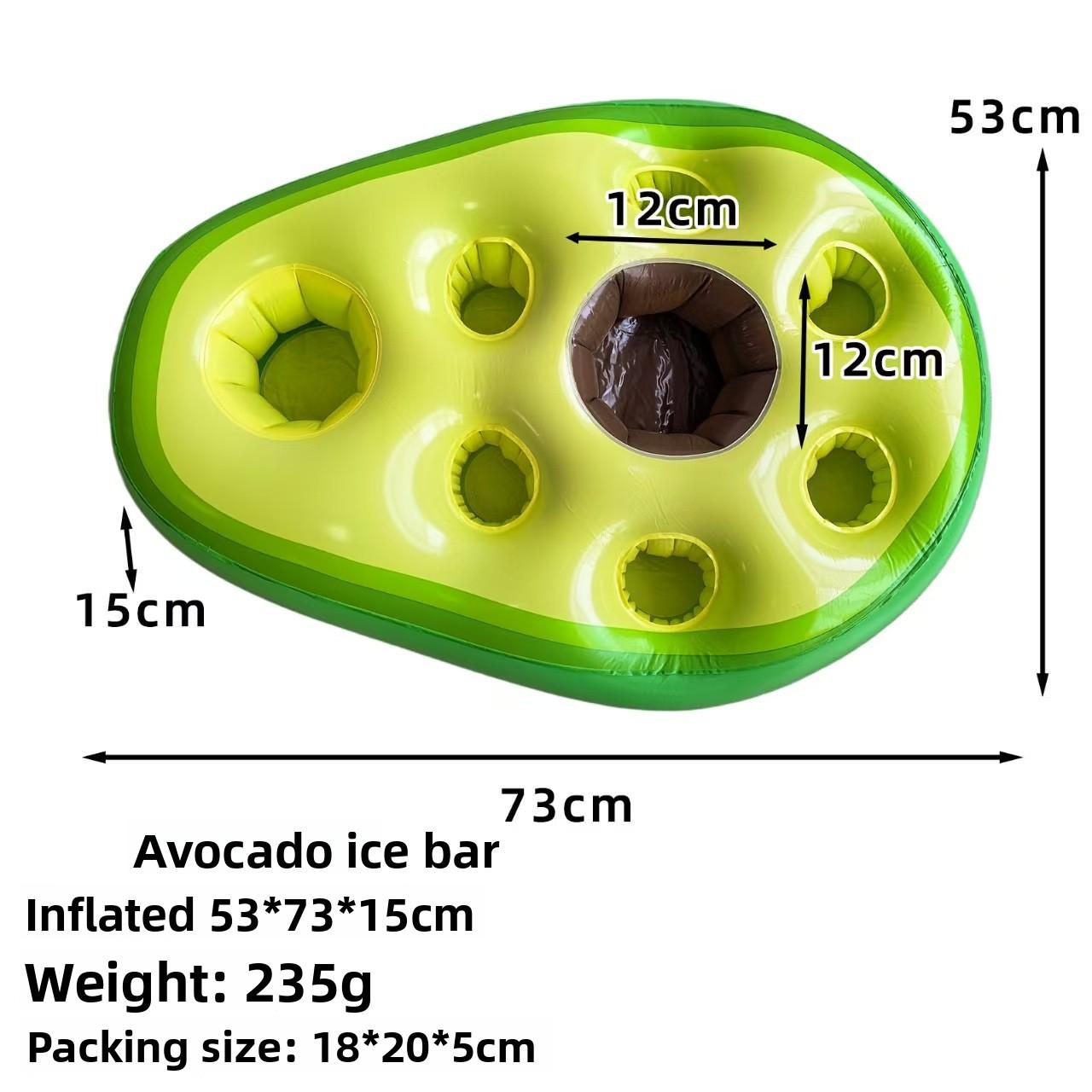 Summer Ice Bar Ice Bucket, Avocado Pineapple Coconut Tree Cup Holder Inflatable Floating Row, Water Green Plant Floating Row ice bar