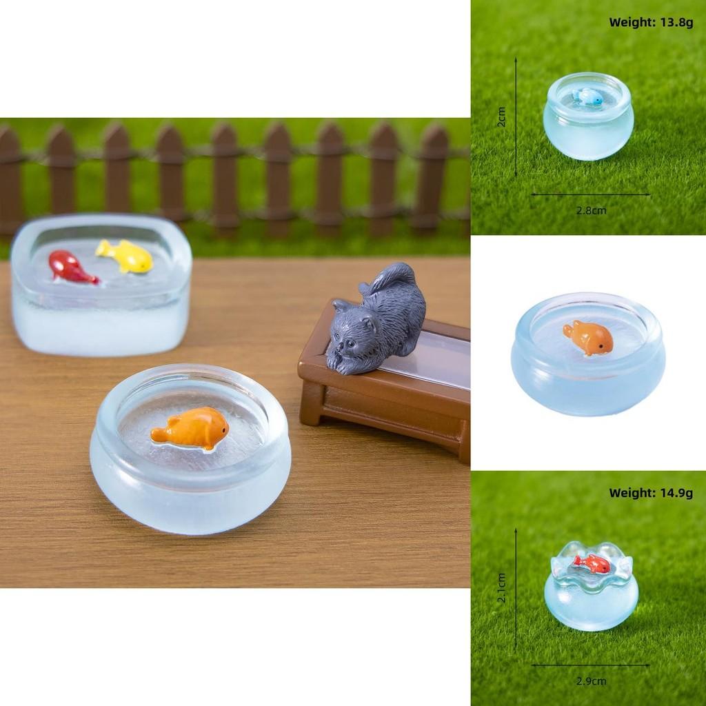 Resin Fish Tank Noctilucent Miniature Dollhouse Decor For Birthday Party Tabletop Ornament