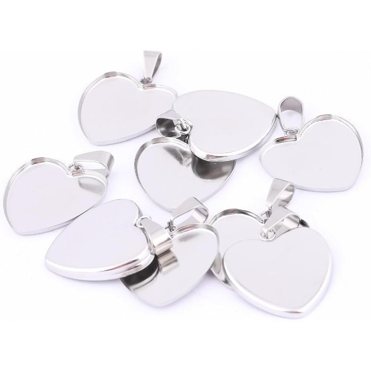 40pcs 24.7mm Heart Cabochon Settings Stainless Steel Bezel Pendant Trays DIY Neclace Base Blanks for Jewelry Making Supplies