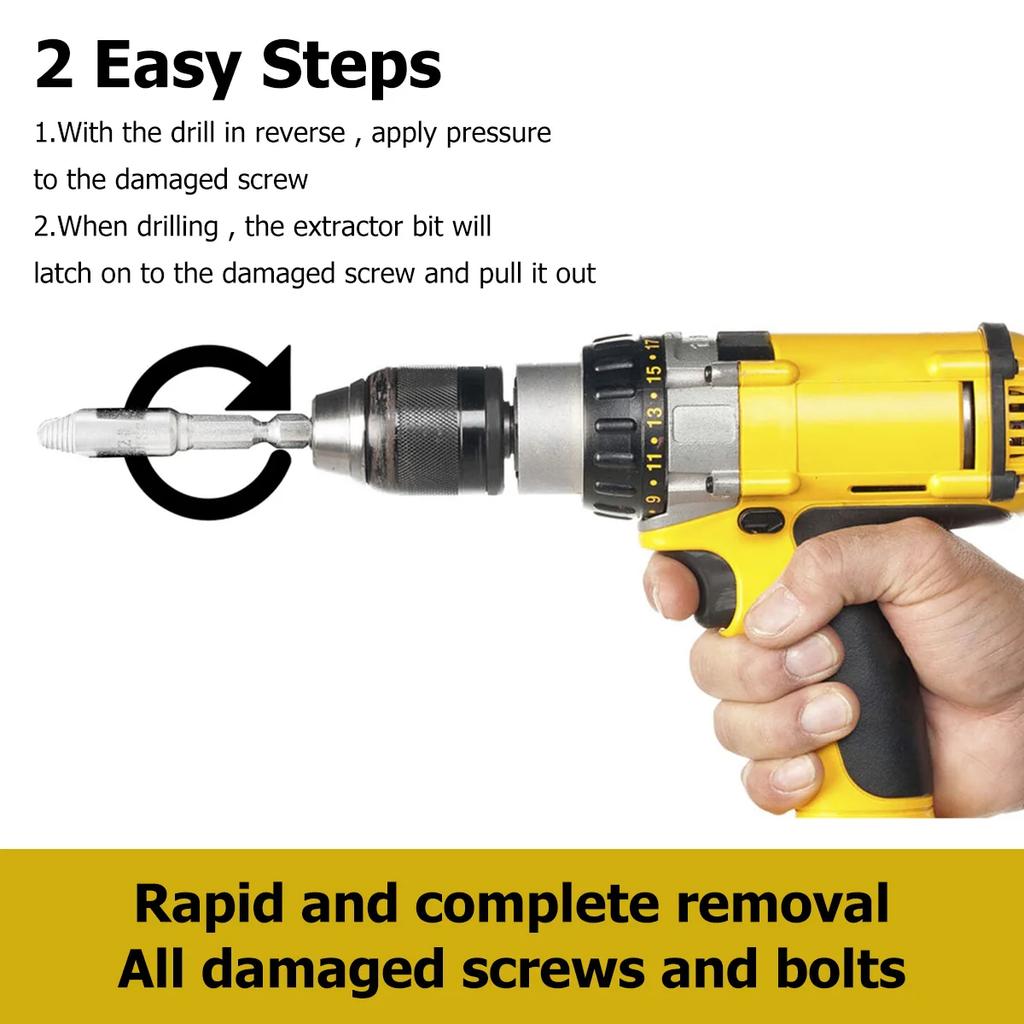 5Pc Damaged Screw Extractor Set HSS Stripped Screw Extractor Set Quickly Screw Bolt Extractor Kit All-Purpose Screw Remover Tool