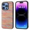 For iPhone 16 Pro Max Case Leather+PC+TPU Phone Cover Plaid Texture