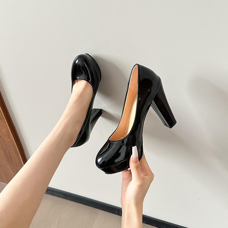 Fashion Women's Fashion Thick Heel Shoes Spring New Style Round Head Shallow Mouth Set Foot Waterproof Platform High Heels