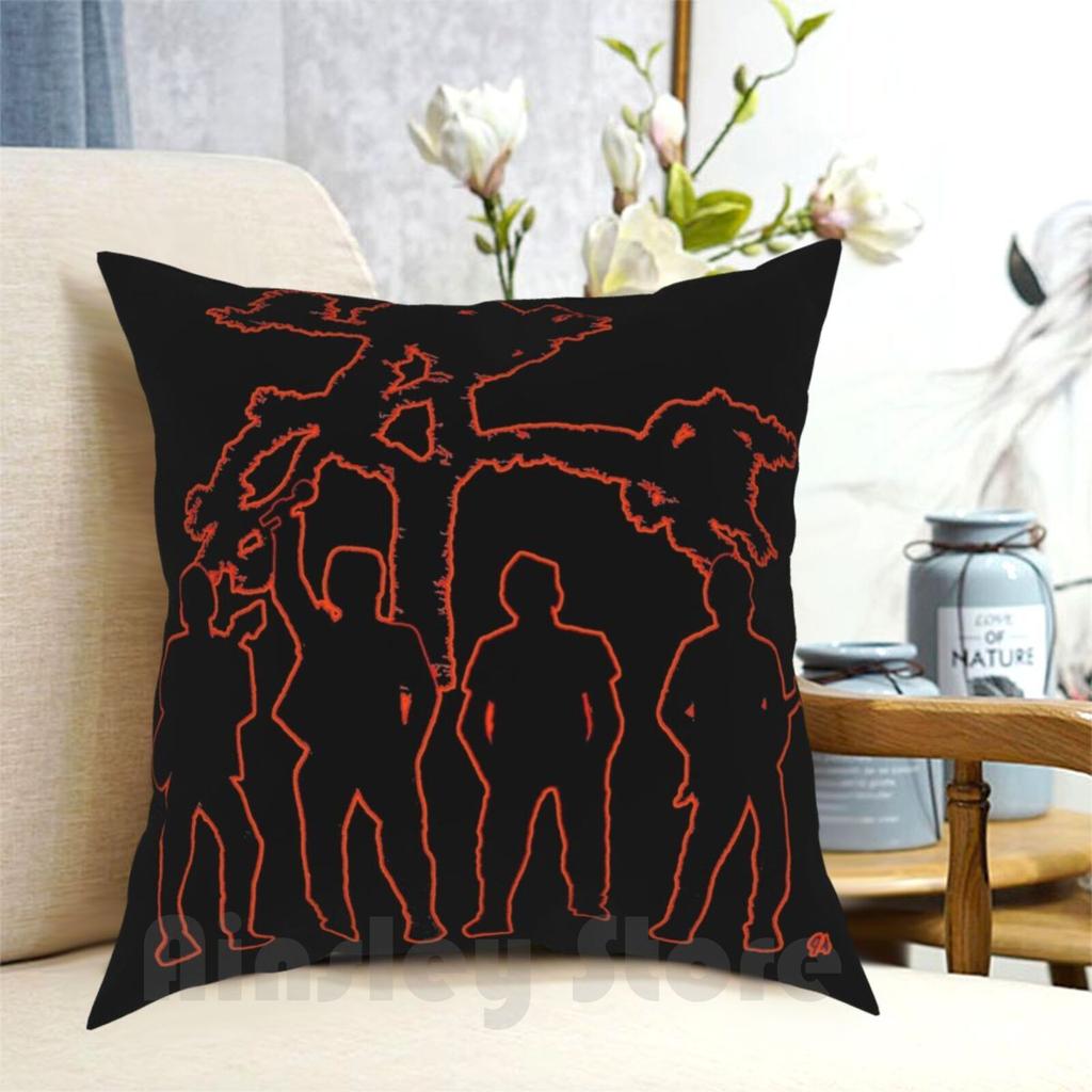 Irish Rock Stars In Red Outline Glow Pillow Case Printed Home Soft DIY Pillow Cover Joshua Tree Album Black Red Silhouette