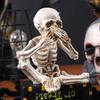 Halloween-Skelett-Statue, realistischer Totenkopf, Sammlerfiguren, „Sehen, Sprechen, Nichts Böses hören“, Heimdekoration, gruselige Halloween-Ornamente