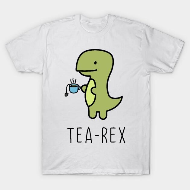 Tea‑Rex Zielony Dinozaur Zabawny Kalambur Dinozaur Nowość Graficzny T‑Shirt