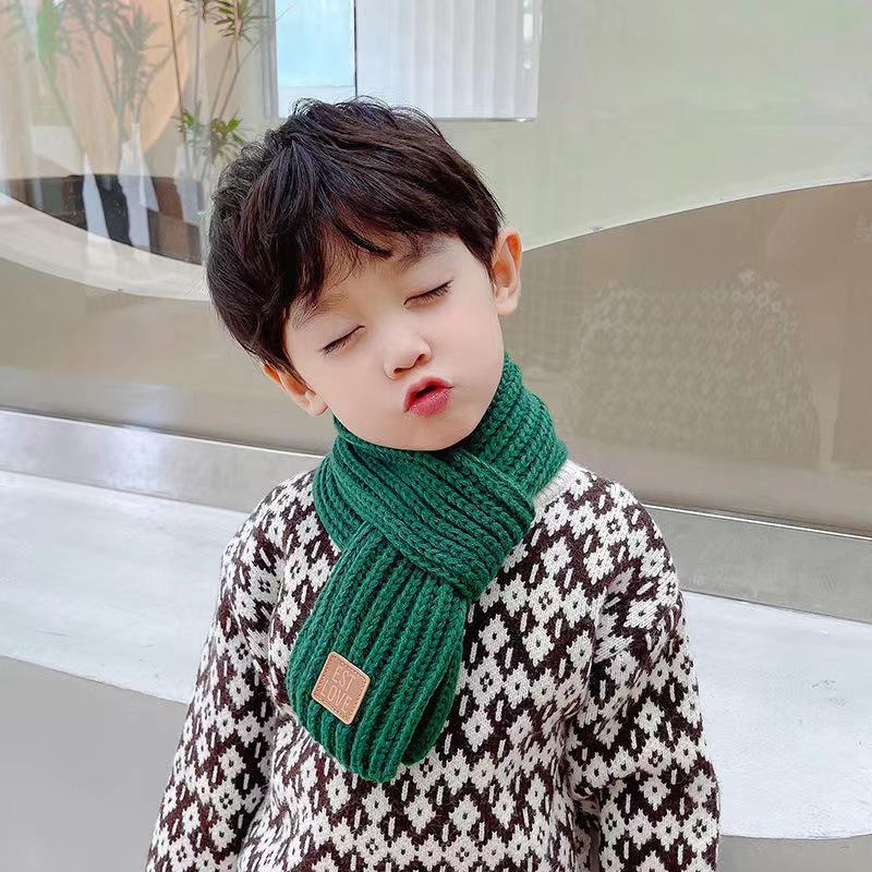 Korean Style Children's Knitted Wool Scarf - Winter Warmth for Infants, Boys & Girls