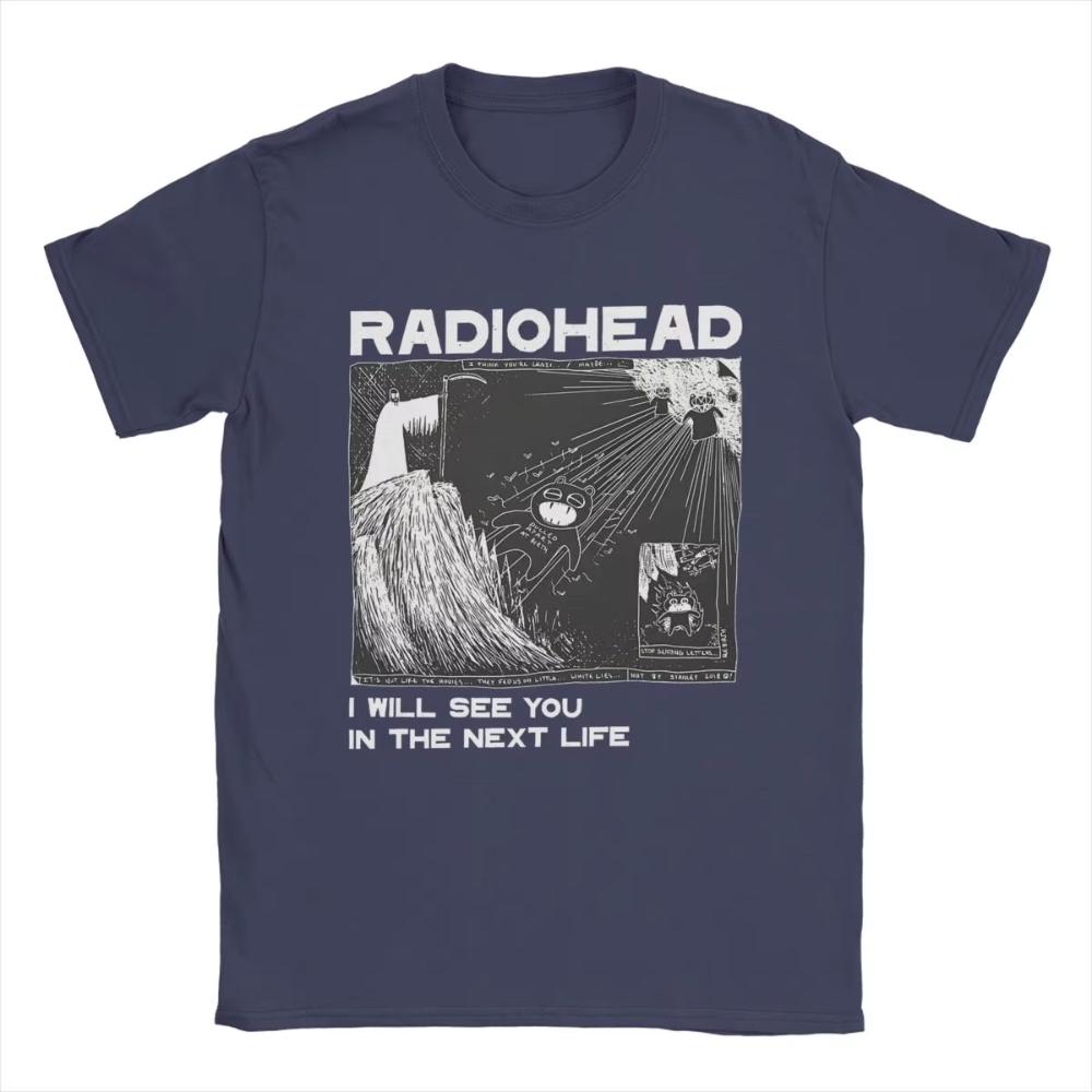 

Vintage Radiohead Printed TShirt for Unisex Women Crew Neck Cotton T Shirts Rock Band Short Sleeve Male Tee Shirt Adult Clothing 4XL