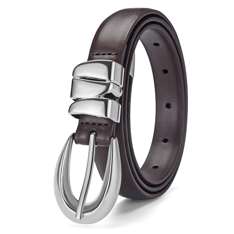 Retro Semicircle Metal-Tipped Leather Waist Belt for Women - Versatile Decorative Cincher for Pants & Skirts