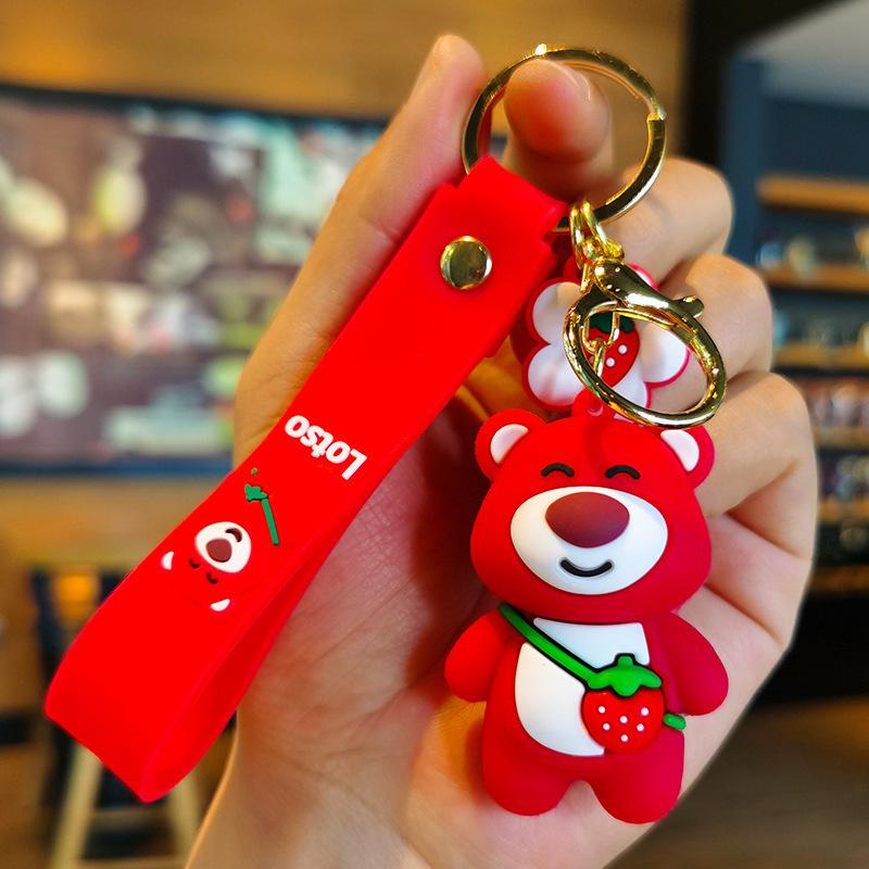 Strawberry Bear Keychain Internet Celebrity Doll Keychain Exquisite Car Children's Day Keychain Ring Toys Anime Cartoon Frind
