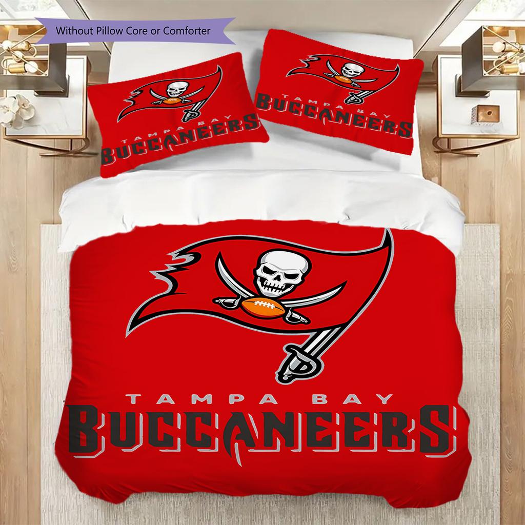 Tampa Bay Buccaneers Pattern Bedding Quilt Set Quilt Cover Pillowcase Home Decoration Birthday Gift (1 * Duvet Cover + 2 * Pillowcase, Without Core)
