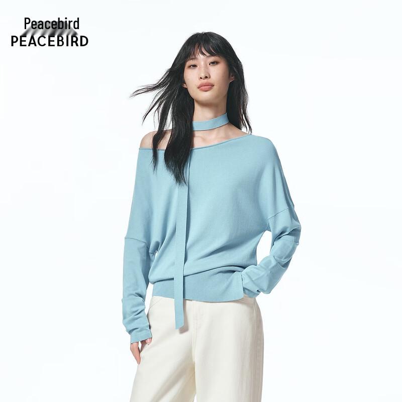 PEACEBIRD Women's Off-Shoulder Knit Sweater with Ribbon