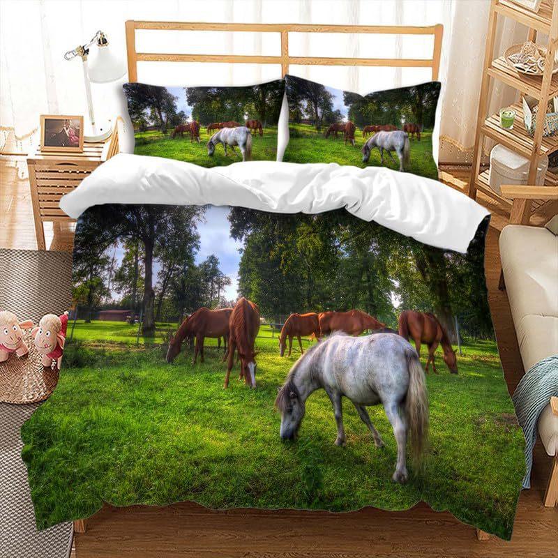 Blue Sky Silver Aircraft Three-Piece Quilt Cover Digital Printing Bedding Set Bed Cover