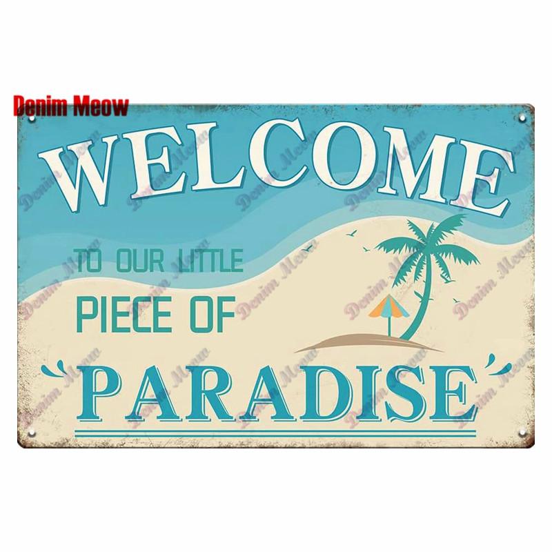 Retro Pool Rules Metal Sign Tin, Vintage Summer Swim Happy Place Plates, Wall Sign, Bar & Grill, Pub Decor, WY51