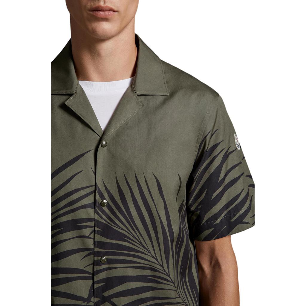 Moncler SS24 Tropical Plant Print Button Short Sleeve Shirt Men shirts Green J10912F00006597M1S89