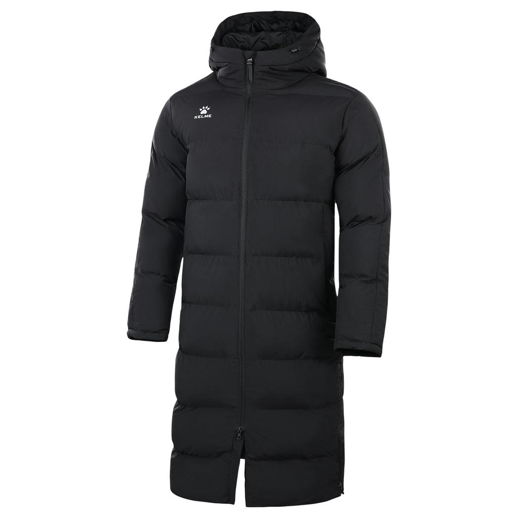 Kelme Men's Long Padded Hooded Coat for Outdoor Training, Fall/Winter (Black, L)