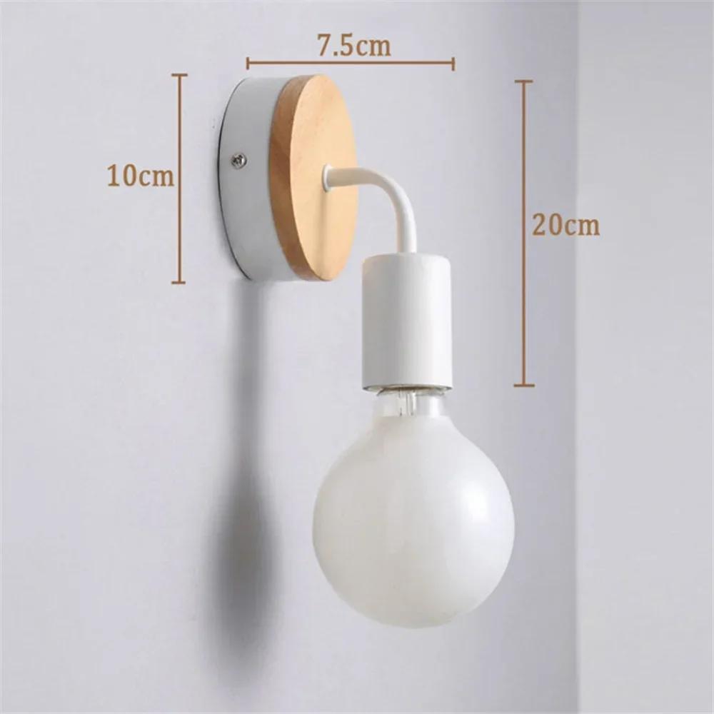 E27 Wooden Wall Lamp Holder Vintage Indoor Home Lighting Decor for Bedroom Dining Table Fixtures for Living Room
