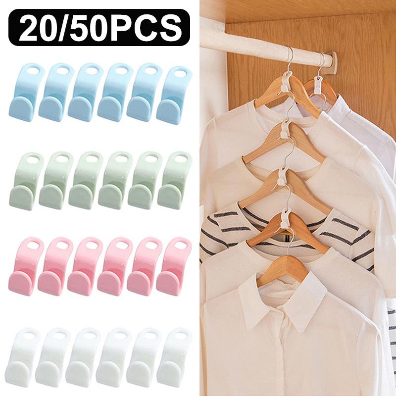 20/50 Pezzi Ganci Connettori per Grucce Risparmio Spazio Appendiabiti Organizzatore Armadio Porta Grucce Estensibile
