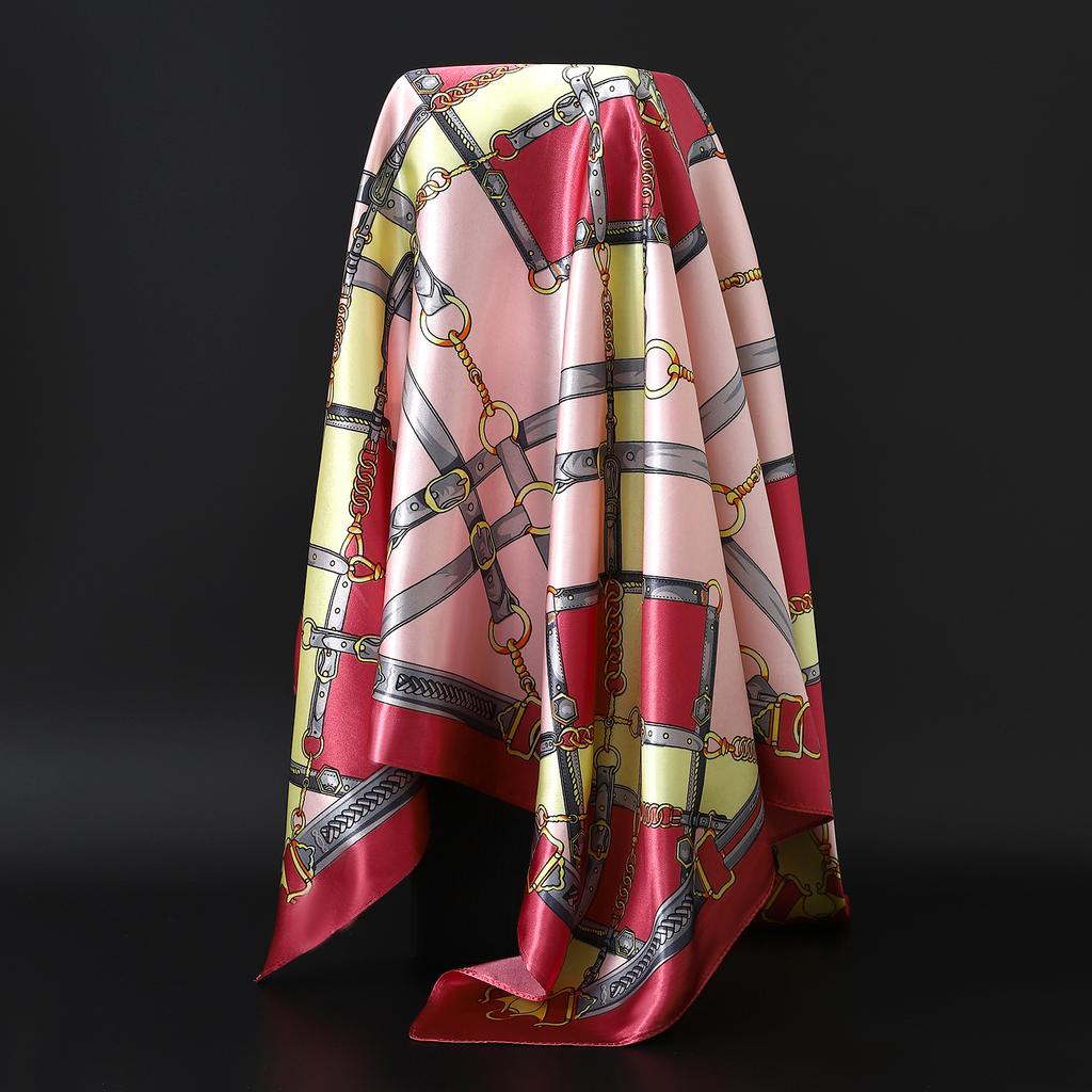 Silk Scarves Women Luxury Brand Summer Fashion Designer Head/Hair Scarf 90*90cm Hijab Bandana Cheveux Foulard Femme 90X90CM
