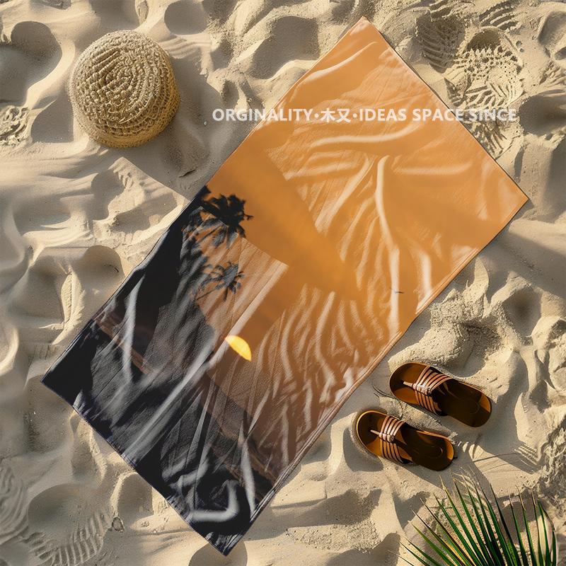 Sunset Palm Beach Towel Patterned Sunscreen And Windproof Suitable For Swimming Pool Camping Travel Blanket
