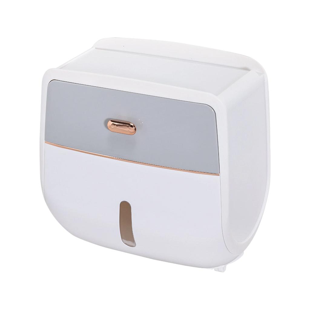 Double Layer Toilet Paper Holder Wall Mounted Tissue Dispenser Bathroom Waterproof Paper Towel Box No Drilling Required Toilet Roll Storage