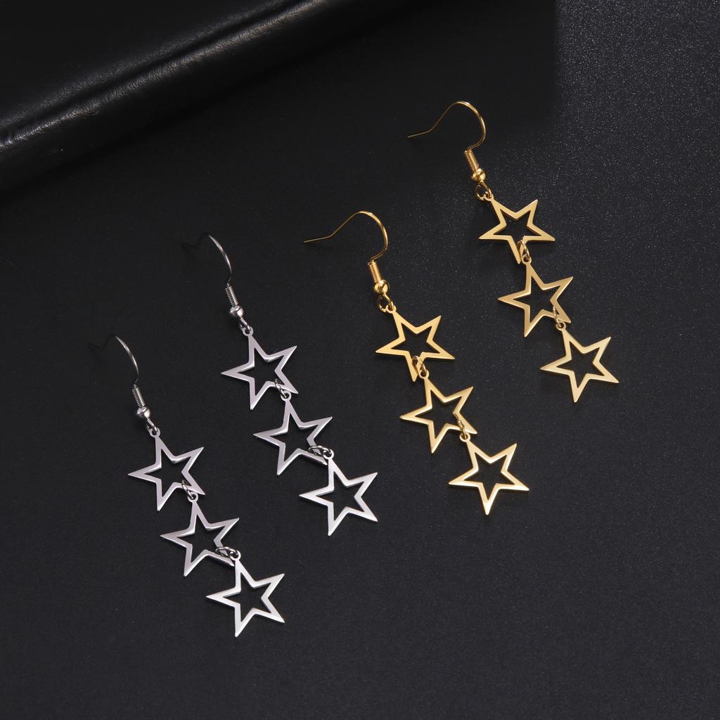 Cazador Gold Color Stars Drop Earrings for Women Bohemian Stainless Steel Long Dangle Earrings Jewelry Mother Day Gift Wholesale