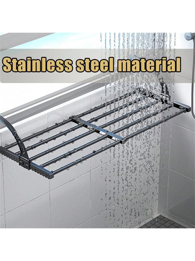 Extendable Laundry Rack Versatile Mounting,Windproof Sock Clip Foldable Clothes Drying Rack Balcony Shoes Organizer Window Shelf