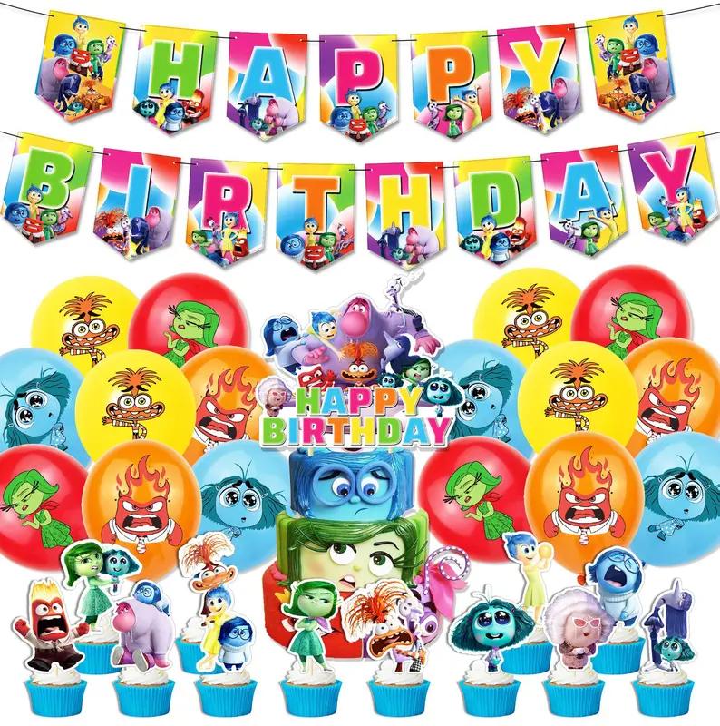 Inside Out 2 Decorațiuni Petrecere de Ziua de Naștere Temă Desen Animat Kit Veselă Baloane Bucurie Tristețe Accesorii Copii Băiat Fată Cadou Jucării