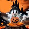 Unique Halloween Pumpkin Ghost Figurine Resin Handmade Decorations Halloween Party Decoration Funny Craft Pumpkin Statue