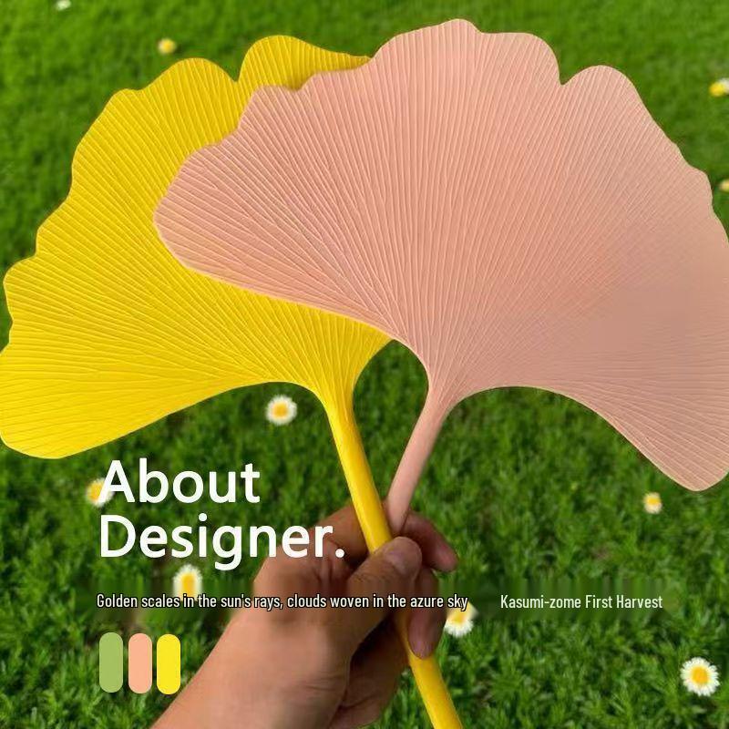 Durable High-Value Ginkgo Leaf Round Fan - Summer Essential for Students with Artistic Style