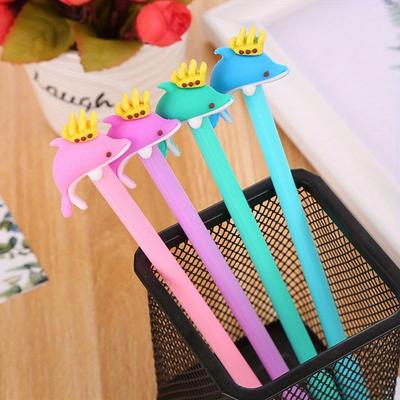 10pcs 0.5mm Creative Dolphin Shape Gel Pen Cute Stationery Cartoon Whale Water-based Pen Office Supplies Signature Pen