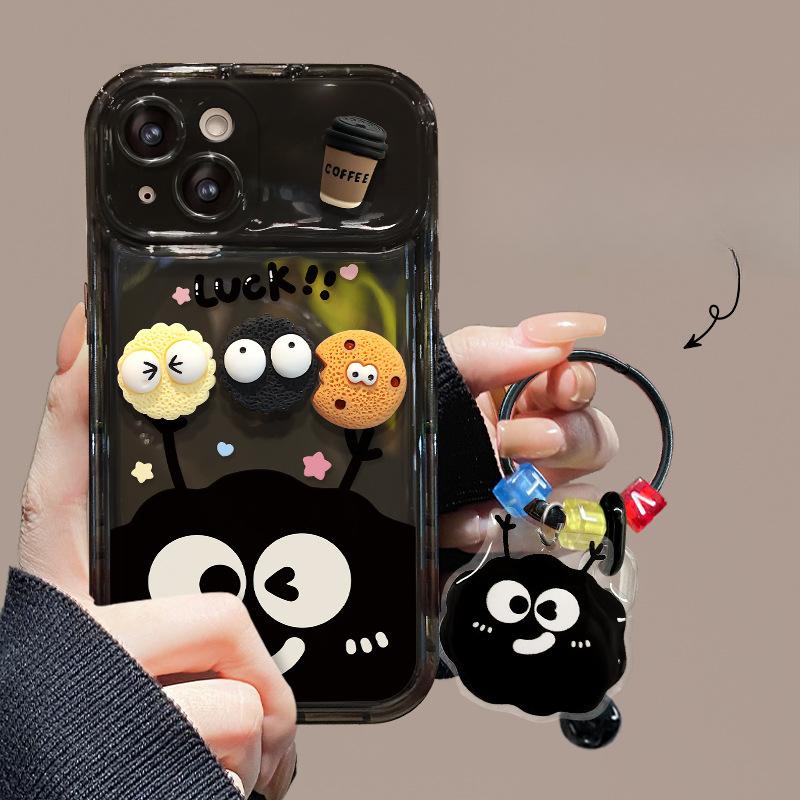 Coal Ball Coffee Doll Suitable for Apple 15PRO Mobile Phone Case Huawei OPPO Flip Mirror VIVO Xiaomi 14/13