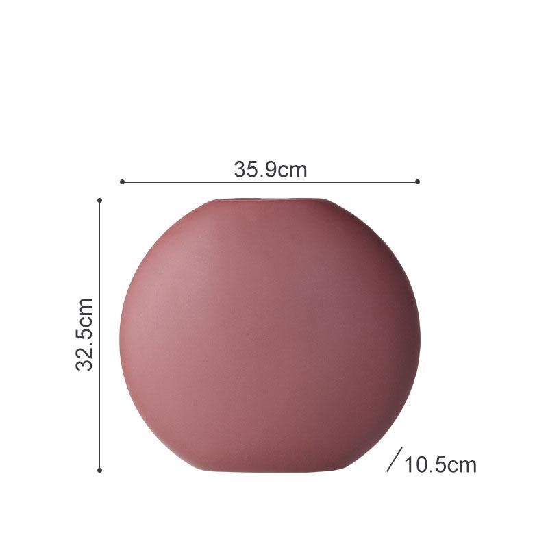 Minimalist Flat Ceramic Vase Creative Round Plant Pots Table Decoration Flowers Arrangement Floral Vases Room Aesthetic Decor