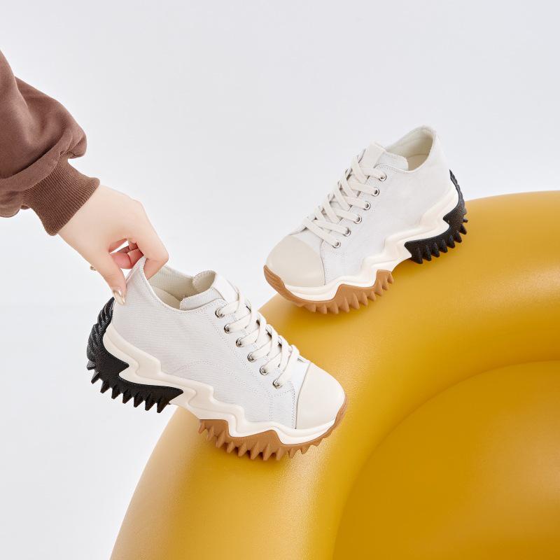 Women's 2024 Autumn High-Top Platform Canvas Sneakers - Thick-Soled, Casual, Versatile & Trendy
