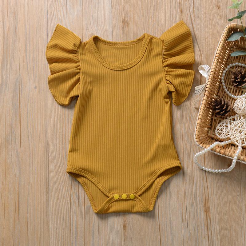 Europäischer & Amerikanischer Stil Spitze Ärmel Baby Mädchen Strampler - Säugling & Kleinkind Dreieck Druckknopf Schritt Krabbelanzug