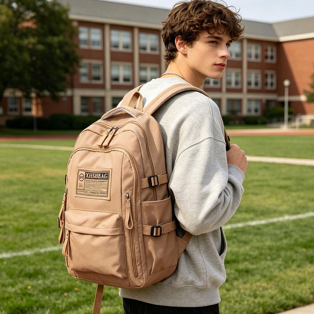 XHSHBAG Durable Multi Pocket Backpack with Adjustable Straps and Zippered Compartments for Everyday Use and Travel